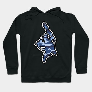 Cortes Island Silhouette in Blue Camouflage - Camo Pattern - Cortes Island Hoodie